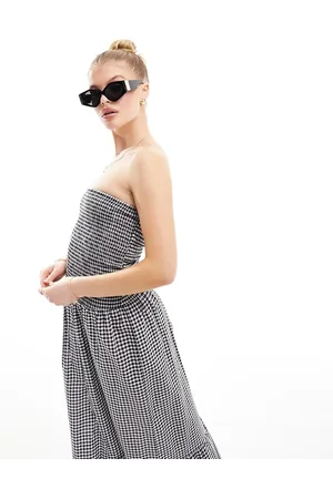 Esmée Vestito da mare lungo a fascia a quadretti bianco e nero