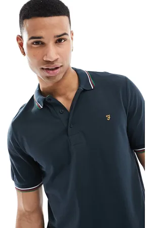 Farah Alvin - Polo nera con colletto a contrasto