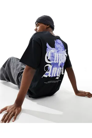 ADPT. T-shirt oversize nera con stampa "Cupid Angel" sul retro