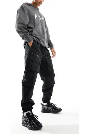River Island Pantaloni cargo multitasche neri