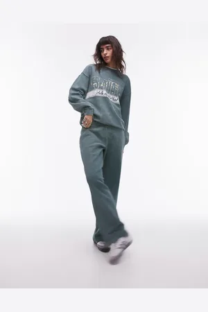 Topshop Joggers dritti tinta unita scuro in coordinato