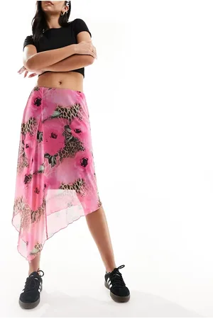 ASOS Gonna lunga drappeggiata con stampa leopardata a fiori