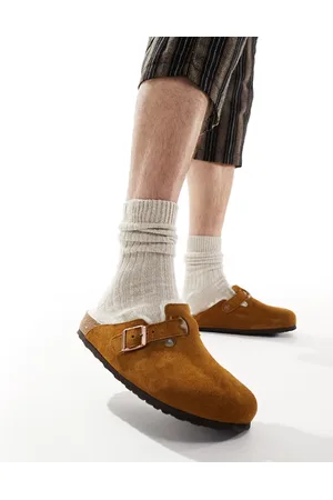 Birkenstock Boston - Zoccoli color cuoio con interno in montone color visone