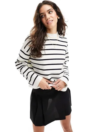 MANGO Maglione accollato e blu navy a righe