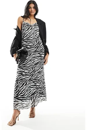Object Vestito sottoveste lungo sinuoso con stampa zebrata