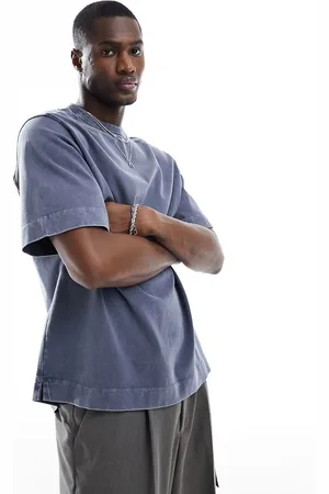 Abercrombie & Fitch T-shirt pesante premium grigia lavaggio acido