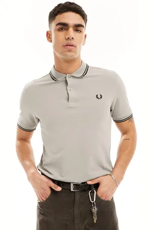 Fred Perry Polo beige con doppie righe a contrasto sui bordi
