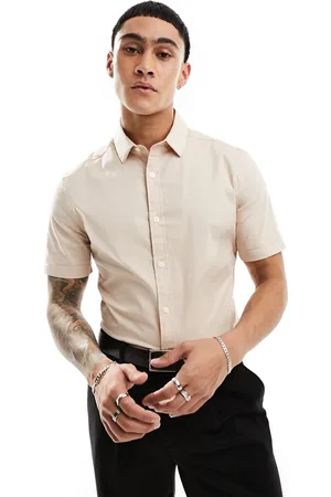 ASOS Camicia skinny a maniche corte pallido in popeline