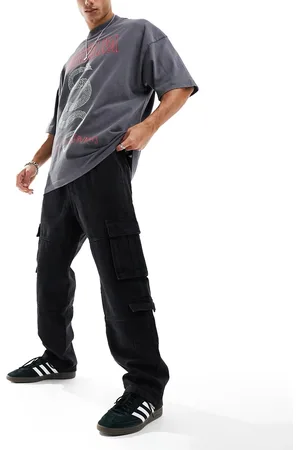 Bershka Pantaloni cargo larghi neri