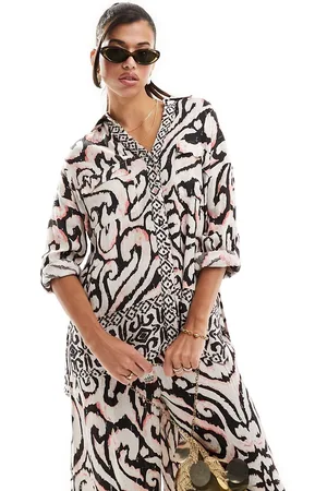 River Island Camicia da spiaggia stampata color panna in coordinato