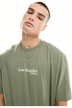 ASOS T-shirt oversize color kaki con stampa "Los Angeles" sul petto
