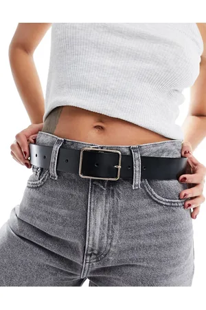 ASOS Cintura a vita bassa in pelle con fibbia squadrata