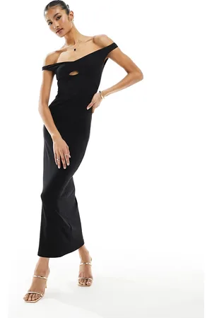 ASOS Vestito midi stile minimal con cut-out e scollo alla Bardot