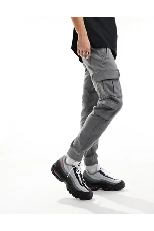 Bershka Pantaloni cargo grigi con tasche a contrasto