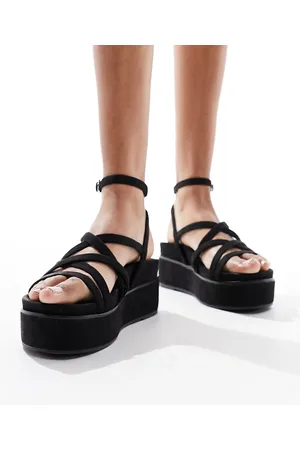 ASOS Taurus 2 - Sandali neri con fascette sottili e suola flatform