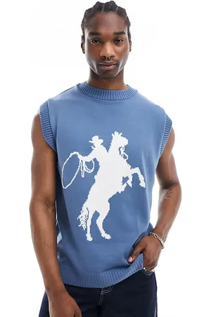 Reclaimed Top senza maniche unisex in maglia stile rodeo