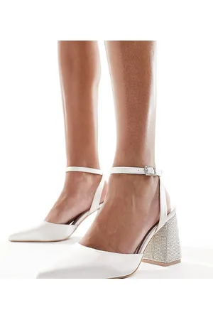 Be Mine Wide Fit Be Mine Bridal - Rylee - Scarpe con tacco decorate in raso color avorio a pianta larga