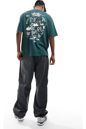 ASOS T-shirt oversize scuro con stampa di paesaggio sul retro