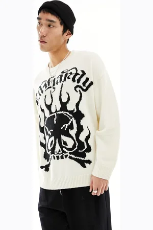 ED HARDY Maglione jacquard con motivo con teschio e logo gotico a contrasto
