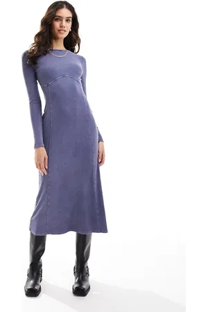 Miss Selfridge Vestito lungo indaco con cuciture stile corsetto