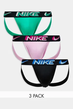 Nike Dri-FIT - Confezione da 3 sospensori in microfibra nero, verde e rosa