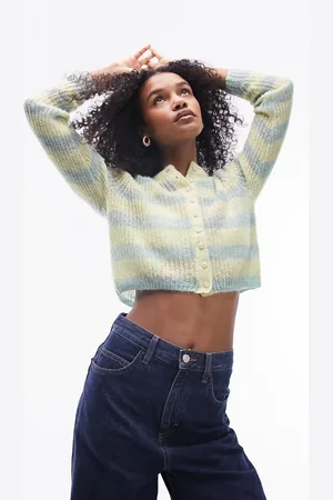 Topshop Cardigan lavorato a righe trasparente