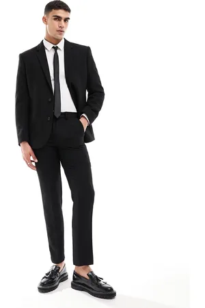 ASOS Pantaloni da abito slim in twill di misto lana neri