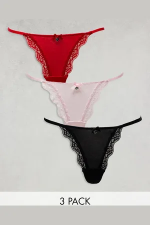 Boux Avenue Confezione da 3 perizomi in cotone e pizzo