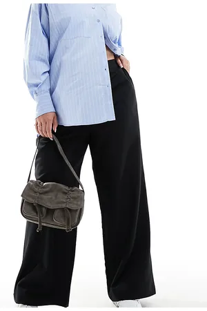 ASOS ASOS DESIGN Curve - Pantaloni dad a fondo ampio neri
