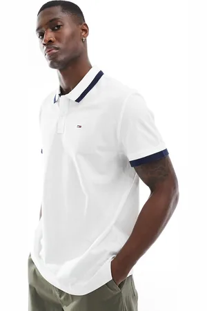 Tommy Hilfiger Polo vestibilità classica bianca con righe a contrasto sui bordi