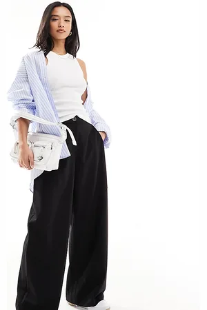 ASOS Petite - Pantaloni dad fit neri a fondo ampio