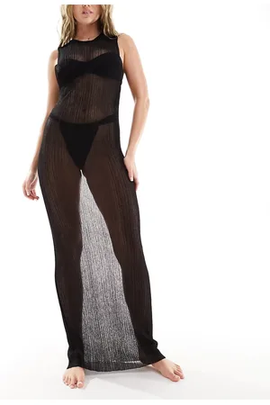 ASOS Vestito da mare lungo senza maniche in maglia sottile