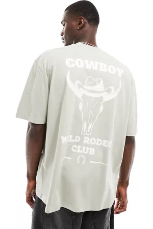 ASOS T-shirt oversize grigia con stampa "Cowboy" sul retro