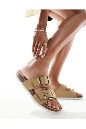 New Look Sandali bassi con due fascette color pietra