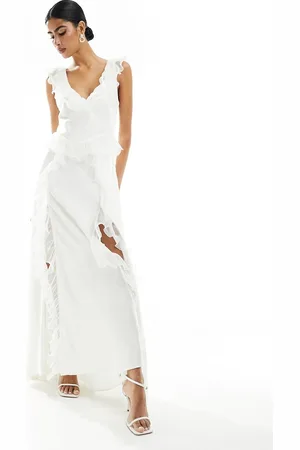 Forever New Vestito lungo da sposa color avorio con volant
