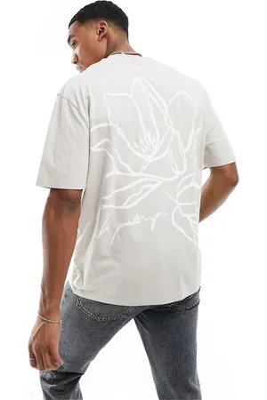ASOS T-shirt grigia con stampa di fiore sul retro