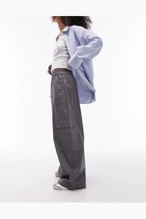 Topshop Pantaloni cargo a fondo ampio antracite con tasche