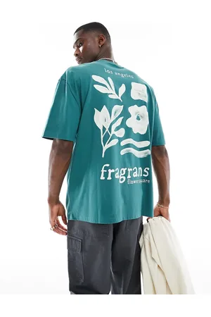 ASOS T-shirt oversize scuro con stampa di fiori sul retro