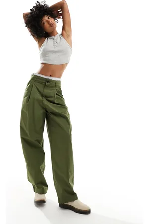 Carhartt Brexley - Pantaloni verdi in ripstop a pieghe