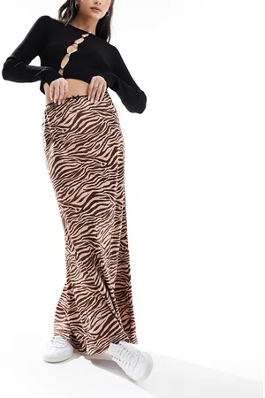 ASOS Gonna lunga in raso con stampa animalier