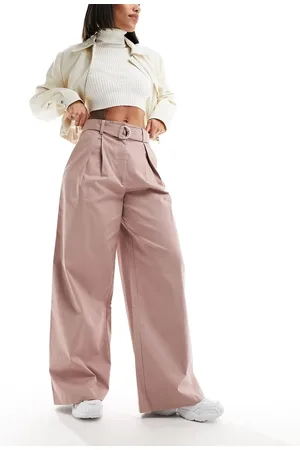 ASOS Pantaloni con fondo ampio e anello a D color visone