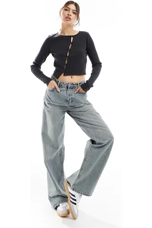 VERO MODA Cardigan asimmetrico lavaggio acido con bottoni