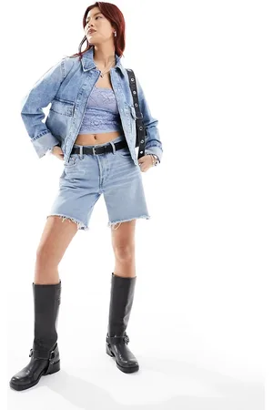 Free People Suzy - Giacca di jeans oversize lavaggio medio