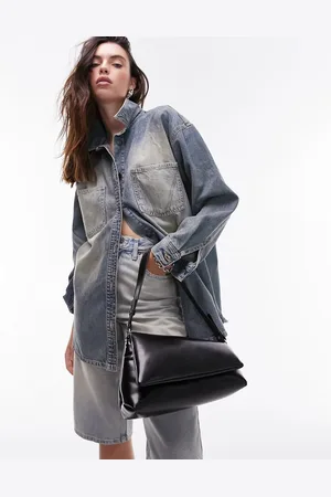 Topshop Spencer - Borsa da spalla asimmetrica imbottita nera