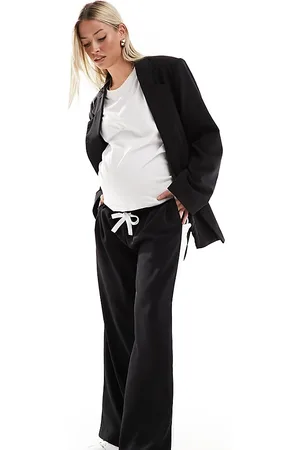 ASOS ASOS DESIGN Maternity - Pantaloni neri con pannello a contrasto