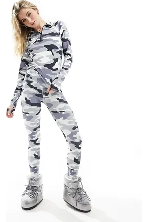 Urban Threads Leggings base layer da sci grigio mimetico in coordinato