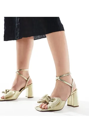 ASOS Hitched - Scarpe con tacco largo medio color con fiocco a pianta larga