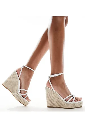 Glamorous Wide Fit Sandali con zeppa stile espadrilles a pianta larga bianchi