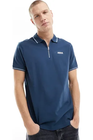 Barbour Dean - Polo con zip azzurra