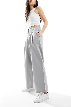 ASOS Pantaloni con gamba bombata e bordi grezzi in misto lino